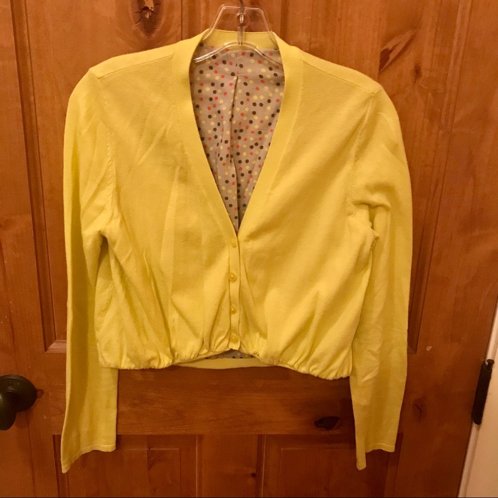 CAbi Yellow Cropped V-neck Cardigan